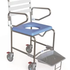 Shower Commode Attendant Propelled – Stainless Steel Slide Out Footplate