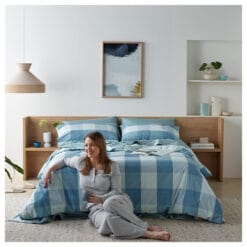 Staydry Blue Check Waterproof Quilt Cover Set SB