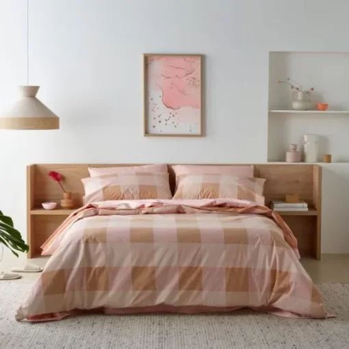 Staydry Blush Check Waterproof Quilt Cover Set QB