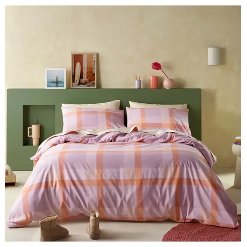 Staydry Lilac Blush Check Quilt Cover Set QB