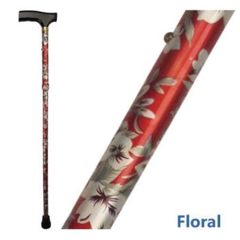 Folding Patterned Walking Stick (Floral) – Accessories | Coastcare Medical