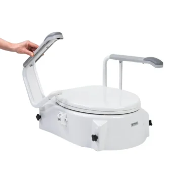 Raised Toilet Seat with Swing Back Arms – Toilet Aids | Coastcare Medical