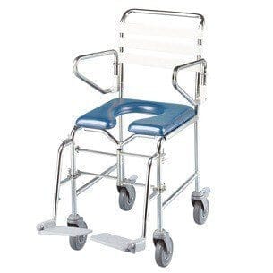 Shower Commode Attendant Propelled With Swing Away Legs (Stainless Steel) – Bathroom & Toilet | Coastcare Medical