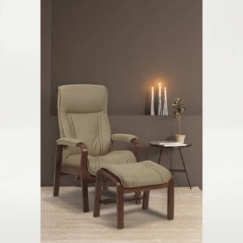 Jade Recline Lounge Chair – Large – with Footstool – Leather – Grey – Lounge Chairs | Coastcare Medical