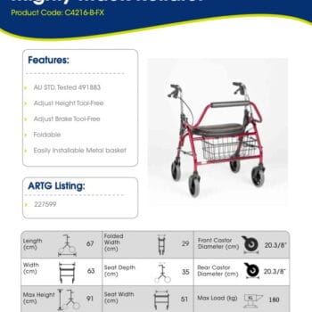 Mighty Mack Extra Wide Rollator – Standard | Coastcare Medical