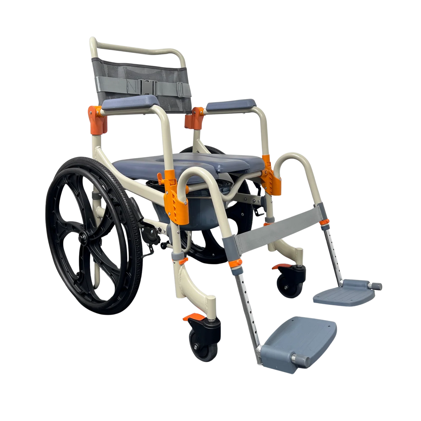 SB7w Shower Commode Shower Buddy Solo Traveller - Self Propelled 1 SB7w Shower Commode Shower Buddy Solo Traveller - Self Propelled